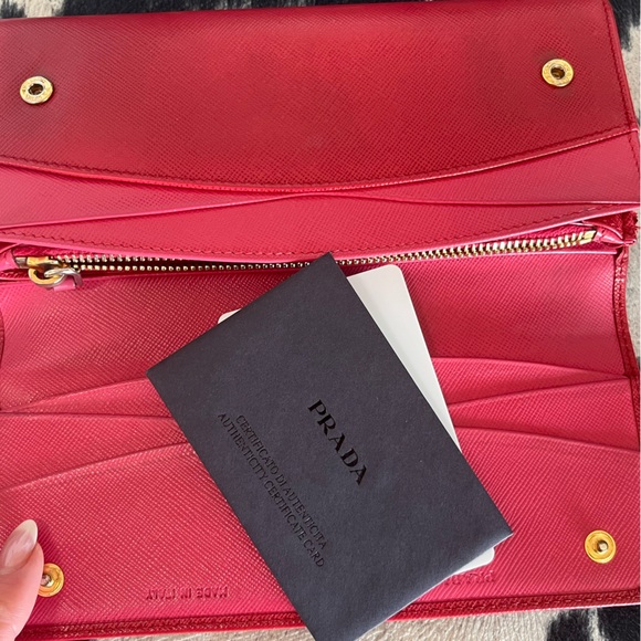 Prada Red & Pink Leather Long Wallet - Picture 12 of 13